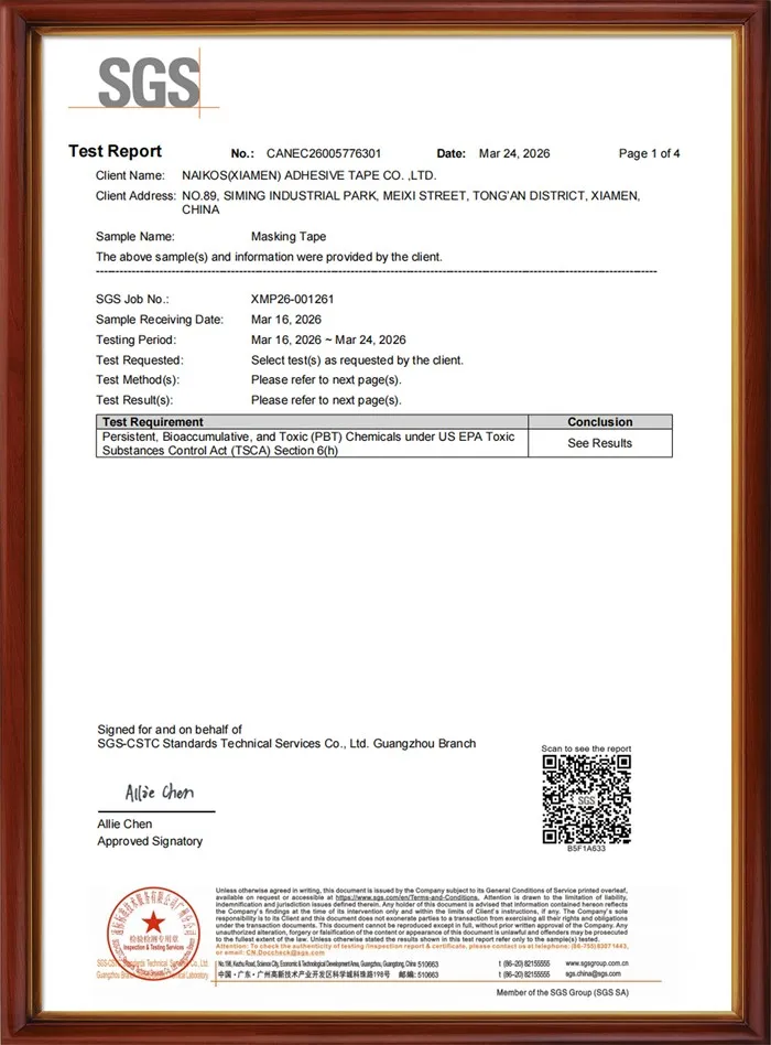 TSCA Test Report(Masking Tape )