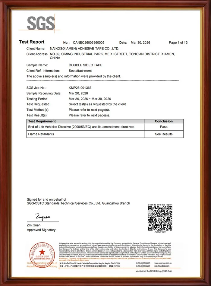 ELV Test Report(Double Sided tape )
